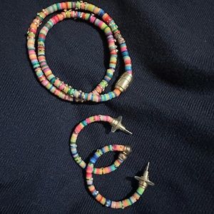 Kendra Scott Neon Hoops and wrap bracelet.